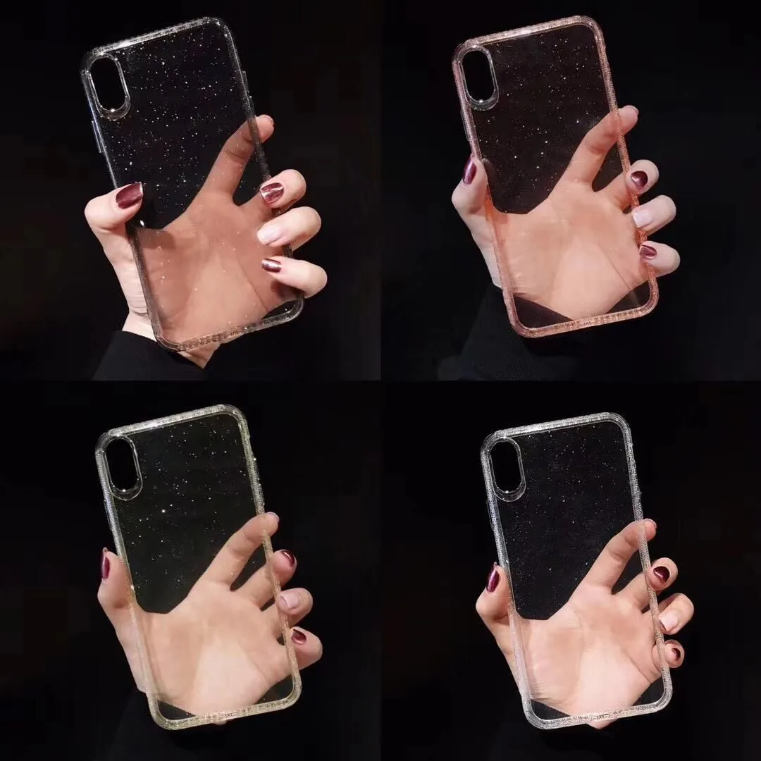 Блестящий Прозрачный мягкий силиконовый чехол из ТПУ для iPhone 7 8 Plus простые Чехлы 6