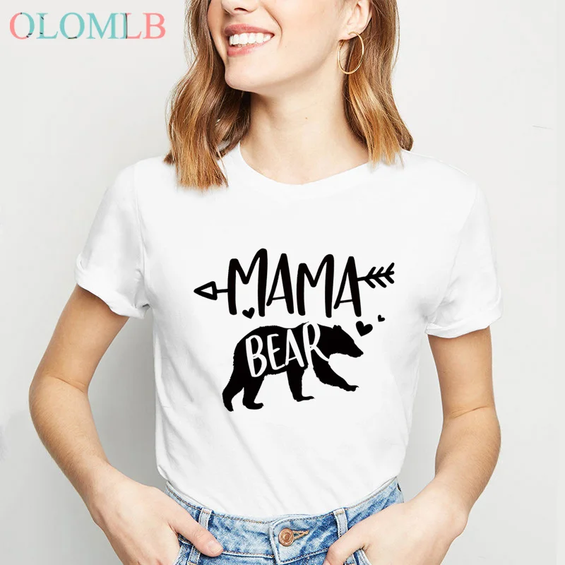Mama bear Футболка для женщин летняя футболка с круглым вырезом мамы подарок