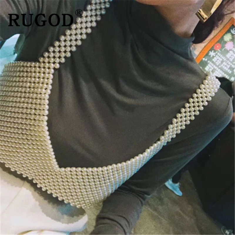 Женский винтажный топ на бретельках RUGOD с жемчугом и бусинами в Корейском стиле