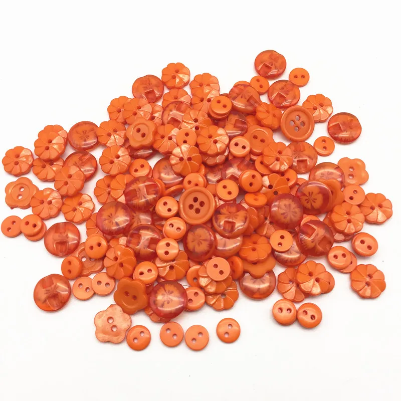Orange Mix 100 шт Ассорти Круглый цветок сердце смолы пуговицы искусство ремесла открытки, скрапбукинг шитье 9-23 мм Фиолетовый натуральный зеленый - Цвет: Orange Mix