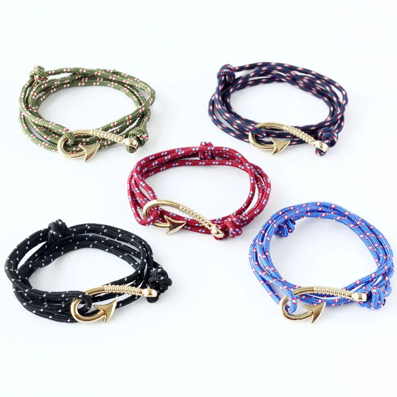 10PCS/LOT QingGear Handmade Paracord Adjustable Hook Bracelet With Pendant Tactical Parachute Rope | Спорт и развлечения