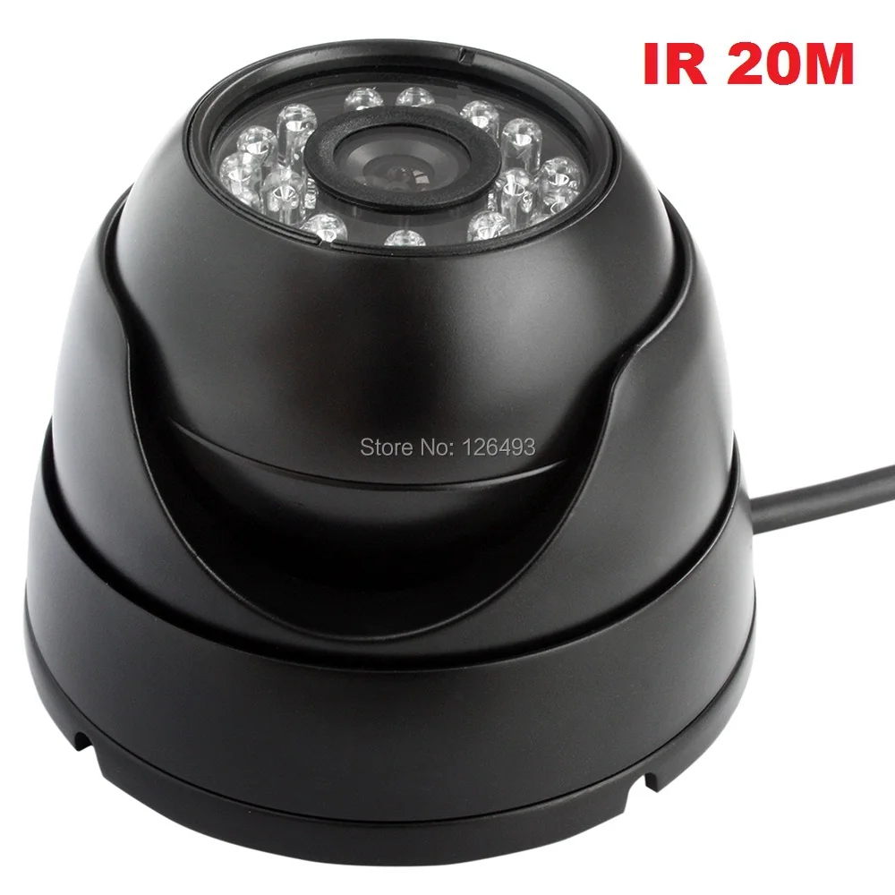 Мини купольная камера видеонаблюдения черного цвета с металлическим корпусом 1/3