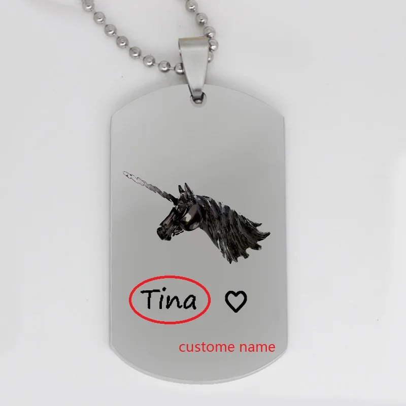 

Ufine jewelry custome name gift pendant army card unicornio life is magic stainless steel customed necklace N4218