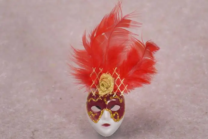 Mini Masks Carnival of Venice Tourist Travel Souvenir 3D Mask Fridge Magnet Wearing Hat with Feathers Party favors colorful gift | Дом и сад