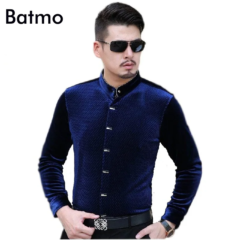 2017 новое поступление повседневная синяя кашемировая Мужская рубашка модная