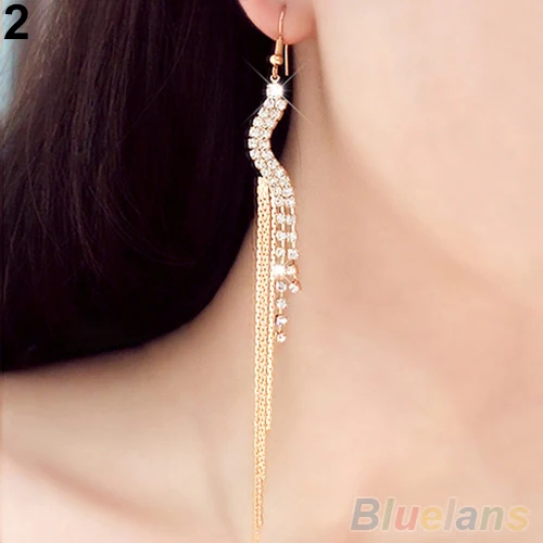 Женские серьги s образной формы со стразами для вечеринки Коктейльная цепочка