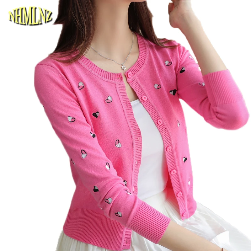 New Spring Autumn Fashion Long sleeve short print Loose female cardigan sweater women Round neck casual knitted outerwear WKM145 |