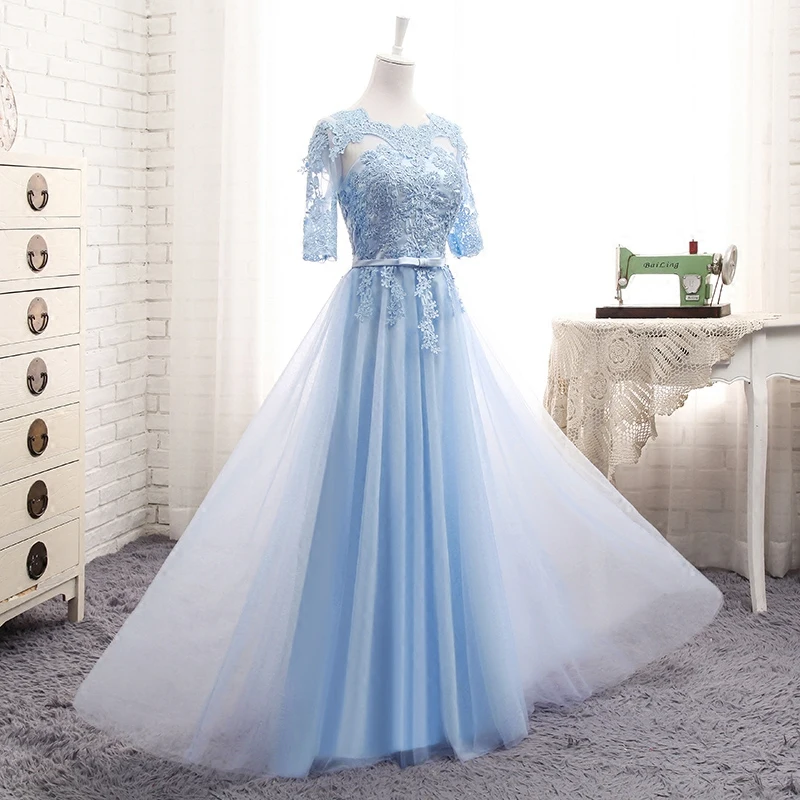 MNZ 513 # со шнуровкой средней длины Короткие Голубые Платья для подружек невесты 2021