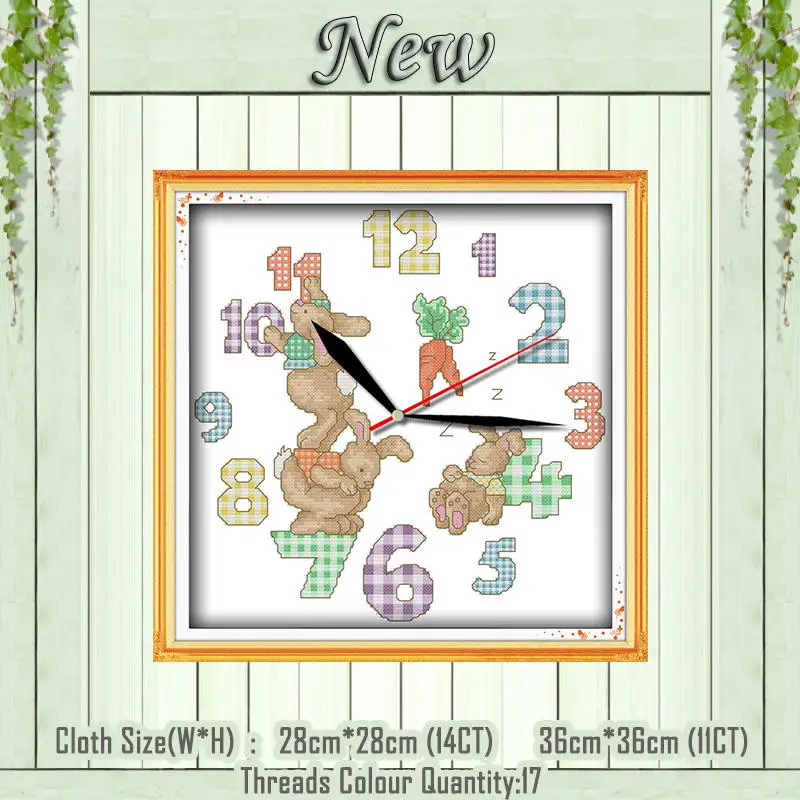 Lovely rabbits Поросенок, собака, кошка, часы, лицо, животное, Декор, живопись, счетный напечатанный на холсте, рукоделие, Набор для вышивки, DMC 11CT, 14CT, наборы для вышивки крестиком - Цвет: Lovely rabbits