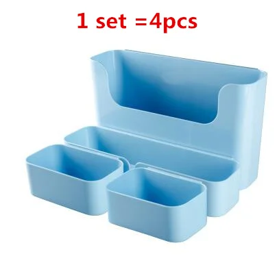 1 set blue Многофункциональная бесшовная пластиковая настенная полка для ванной комнаты, многоразовые стеллажи, Висячие держатели для хранения - Цвет: 1 set blue