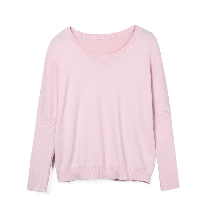 

wool sweater knitted sweaters womens tops and blouses pullover plus size woman fashion 2019 spring autumn Loose Bat Sleeve pink