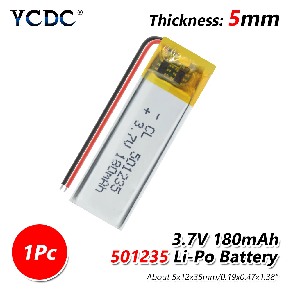 1/2/4 шт 3,7 V 501235 Перезаряжаемые литий-ионный полимерный аккумулятор 180mAh литий-полимерный литий-ионные батареи для MP3 MP4 плеер bluetooth устройства