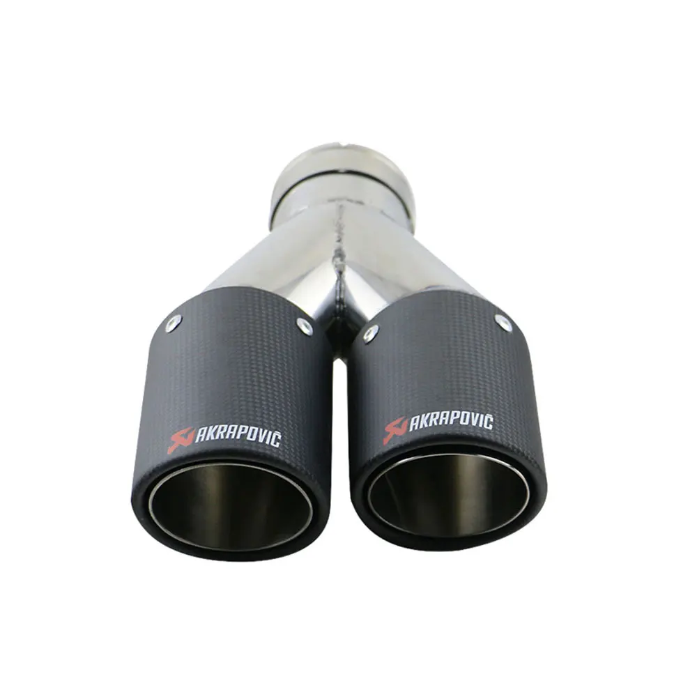 1 шт. mate Carbon AKRAPOVIC труба глушителя автомобиля 2,5 ''впуск из нержавеющей стали Y выхлопные наконечники 4'' Выход трубы с зажимом - Цвет: U0EW20211c-R-AK