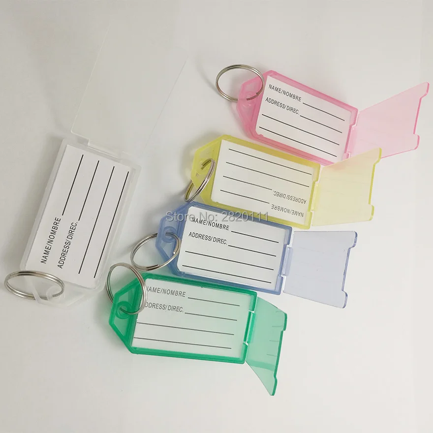 Прямоугольные пластиковые брелоки пустые для багажной бирки вставляемые с