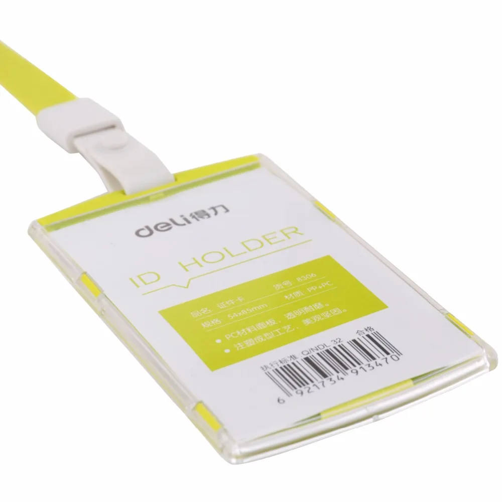 

Deli 1pcs Name ID card holder vertical horizontal Business Work Card Badge Lanyard Holder Hot Vertical ID Case protector