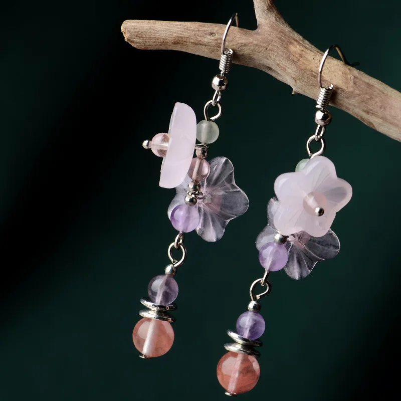 Элегантные серьги подвески BOEYCJR ручной работы в этническом стиле с камнем и