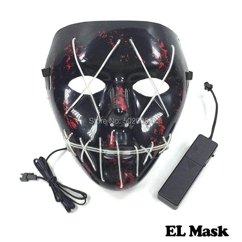 High-Grade Led Neon Glowing Mask Scary Flashing EL Festival Light Cosplay in Dark Masquerade Birthday Gift | Тематическая одежда и