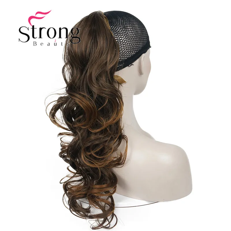 2T30 blonde Ombre StrongBeauty 2" волнистая Накладка для волос для женщин премиум синтетического волокна 120 г-130 г завязывается заколка для хвоста в наращивание волос - Цвет: 2T30 blonde Ombre