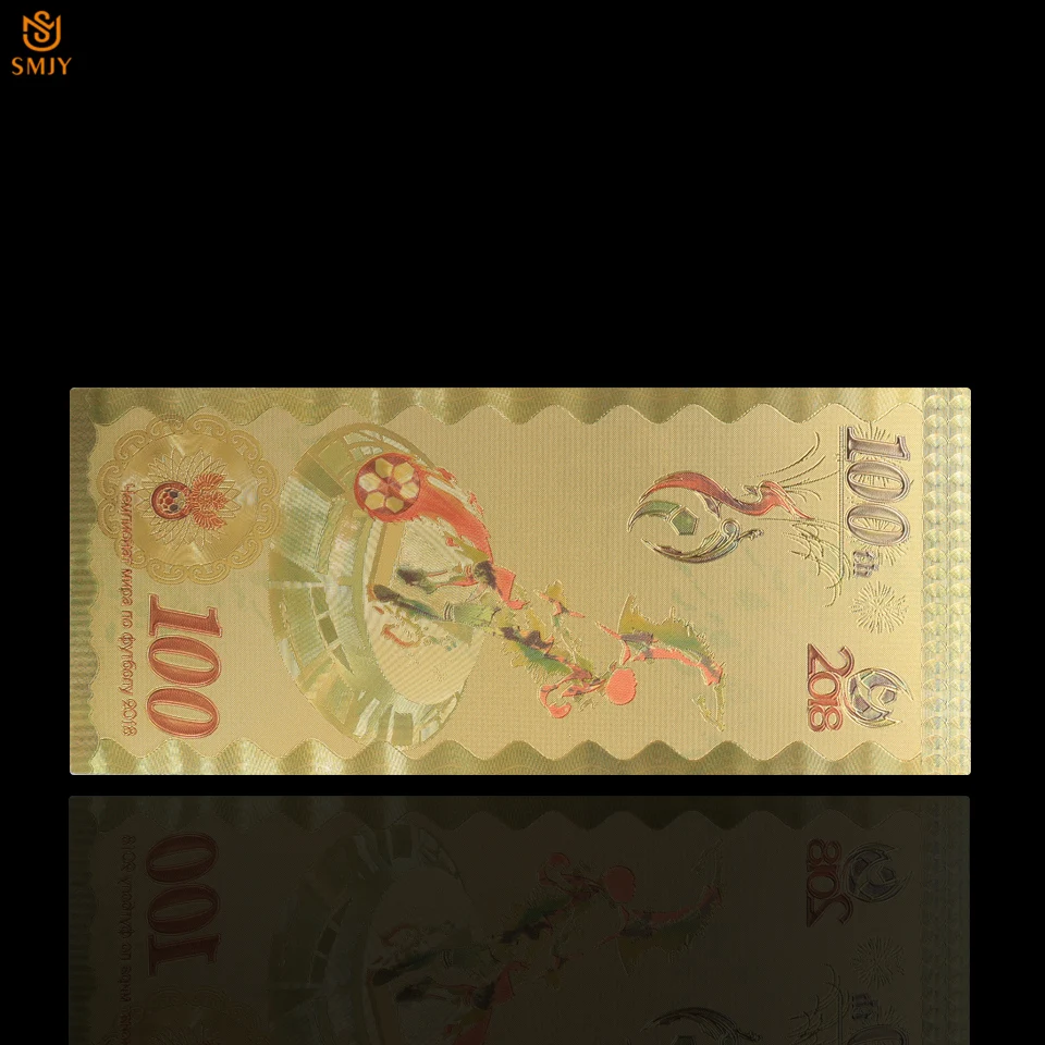 10 шт. новый продукт 2018 Чемпионат мира по России Золотая банкнота 100 рублей в 24 к