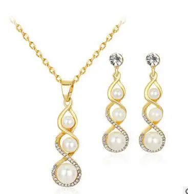 Новинка 2017 хит три жемчужных лавалье ювелирный набор с AAA прозрачными