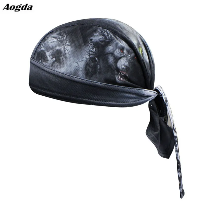 

Men Bike cycling bandana pirates scarf headsweats hats Wolf Black MTB bicycle head wear cap Riding Sweat Proof Hat Headband