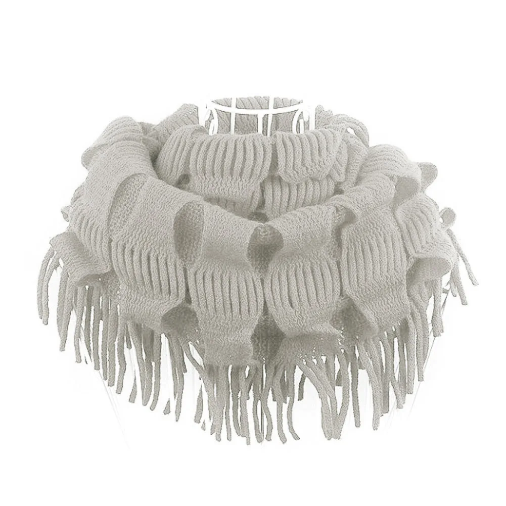 Light Gray Горячая Новая мода женская зимняя теплая вязаная многослойная бахрома кисточка Шея Круг шаль Снуд шарф-хомут - Цвет: Light Gray