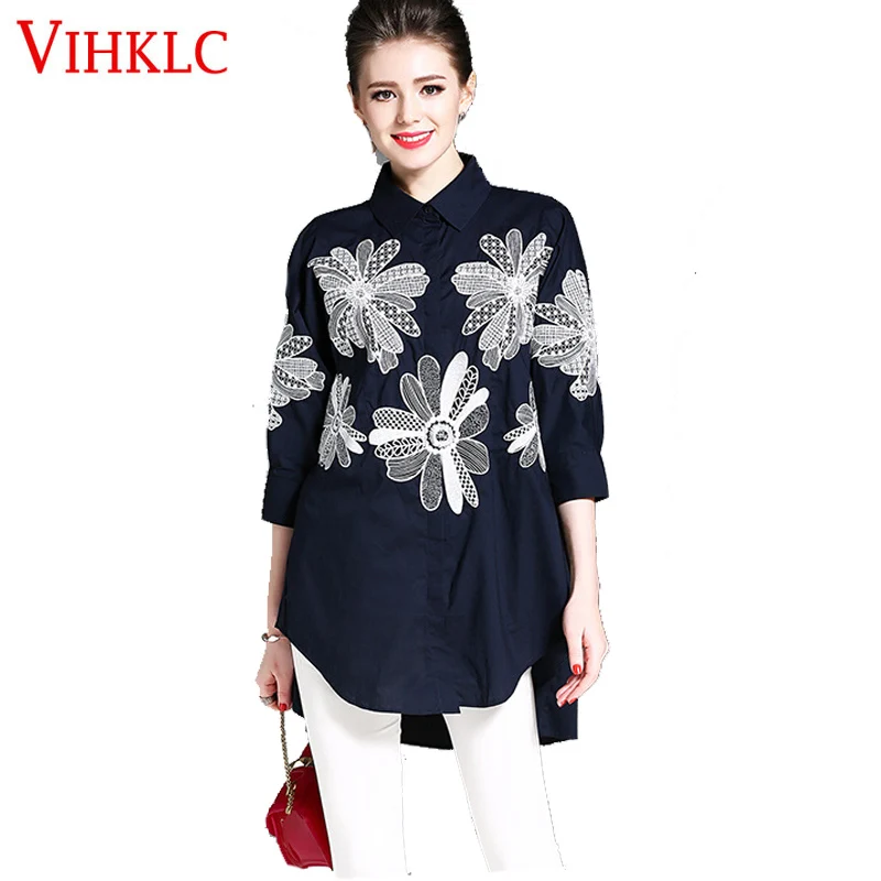 2018 Новый Вышивка цветочный женский Блузки для малышек Для женщин топ три