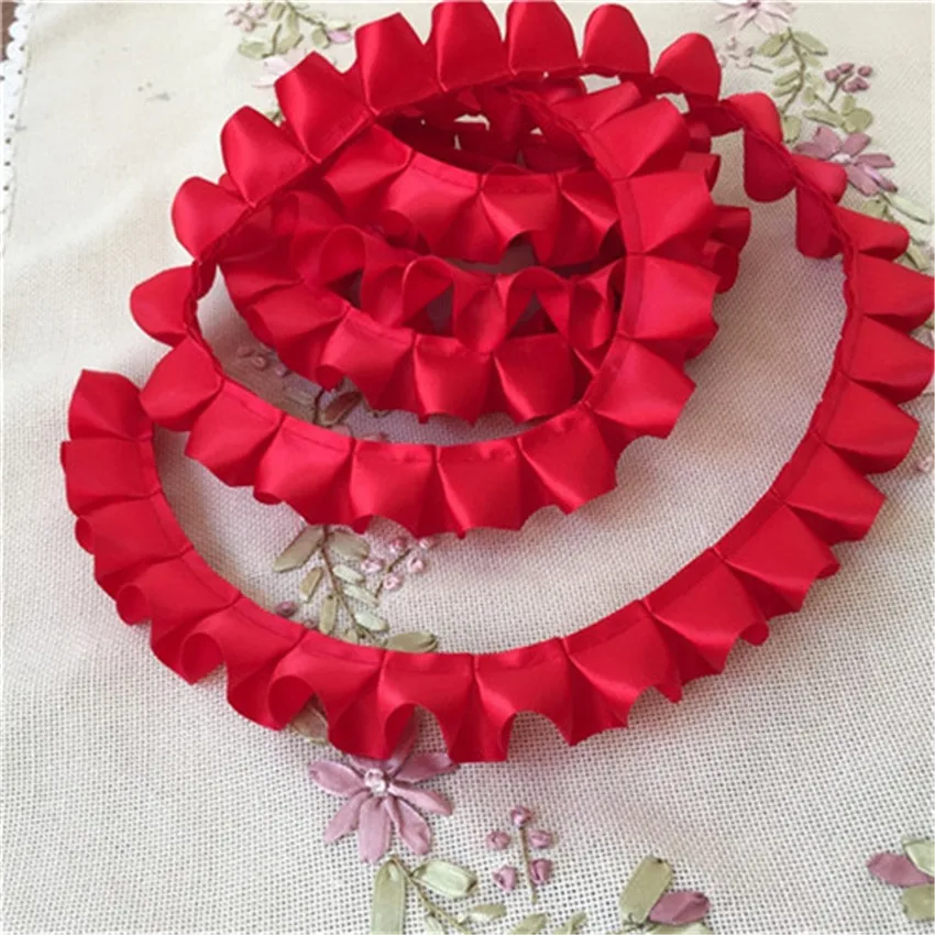 5 ярдов шифоновая атласная плиссированная кружевная отделка гофрированная Лента