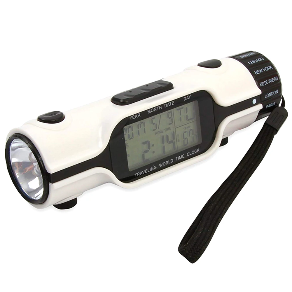 

Three-speed flashlight LED display flashlight plus alarm clock perpetual calendar multi-function travel flashlight WWO66