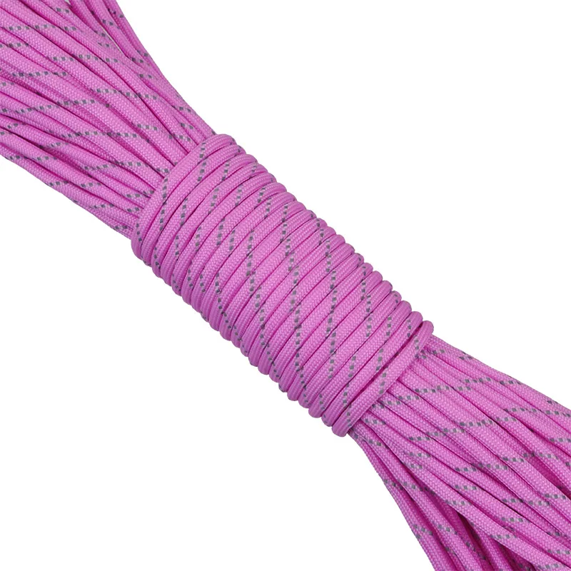 Pink 12 Colors 7 Strands Reflective Paracord For Outdoor Survival Bracelet Kit DIY Lanyard Camping Hiking Parachute Cord - Цвет: Pink