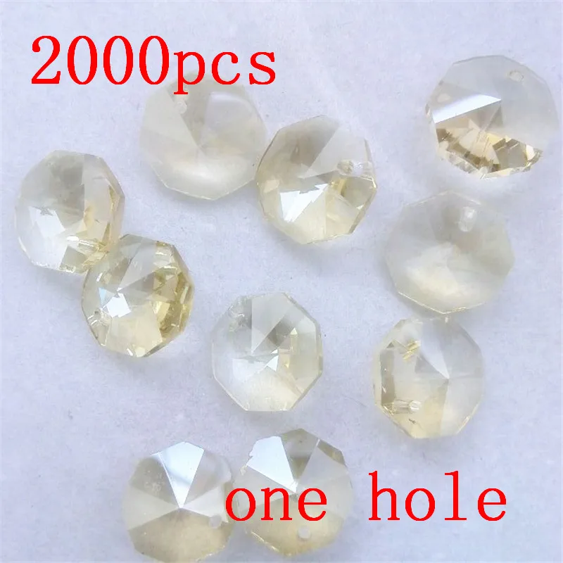 Большое количество 2000 шт. 14 мм Восьмиугольные кристаллы 1 отверстие коньяк лампа