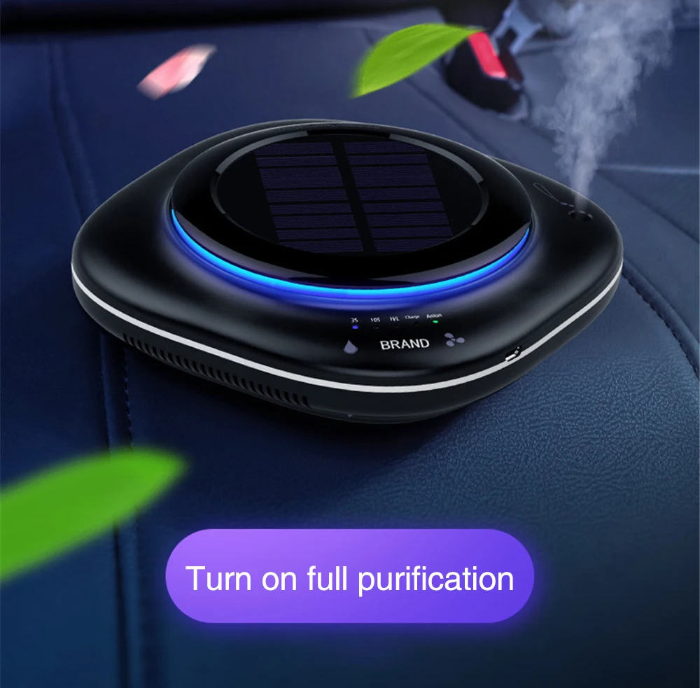 Солнечный беспроводной USB автомобильный очиститель воздуха, Автомобильный увлажнитель воздуха, кислородный бар отрицательных ионов, автомобильный освежитель воздуха, ионный очиститель воздуха CY002