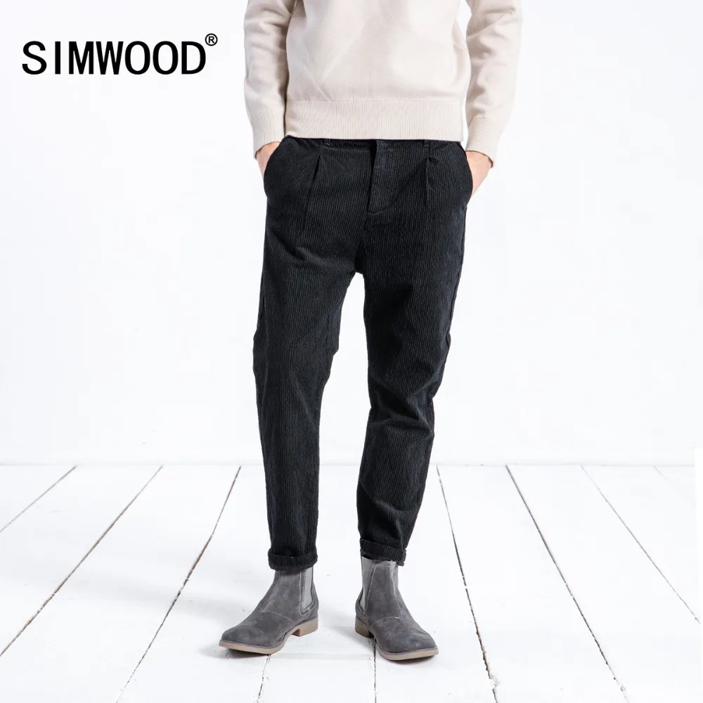 SIMWOOD 2019 Новый повседневные штаны для мужчин s Slim Fit модная уличная высокое