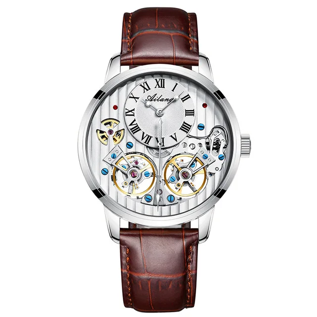 06 AILANG роскошные черные часы дорогой двойной Tourbillon Швейцария Для мужчин, часы от топ бренда, Роскошные автоматические механические часы Для мужчин - Цвет: 06