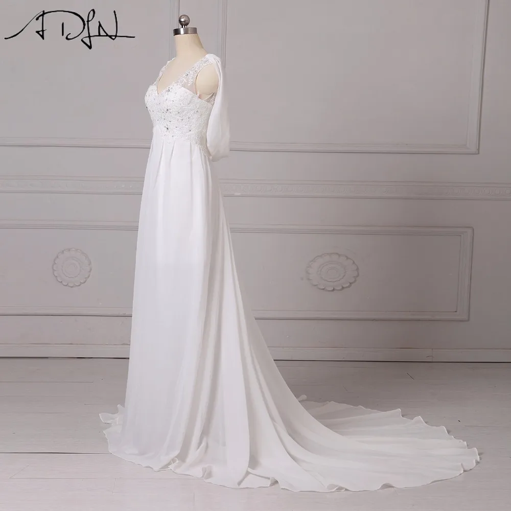 Женское шифоновое свадебное платье ADLN пляжное невесты без рукавов с V образным