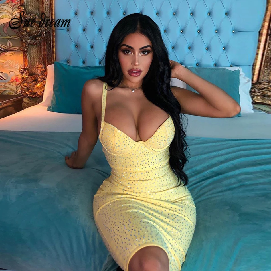 Сексуальное облегающее платье без рукавов со стразами летние вечерние мини