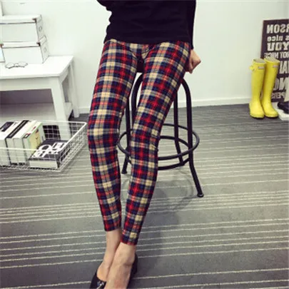 S172 Khaki plaid CUHAKCI, женские леггинсы, модные клетчатые Леггинсы с принтом, сексуальные леггинсы для фитнеса, леггинсы, сетчатые цветочные брюки в полоску, штаны с высокой талией - Цвет: S172 Khaki plaid