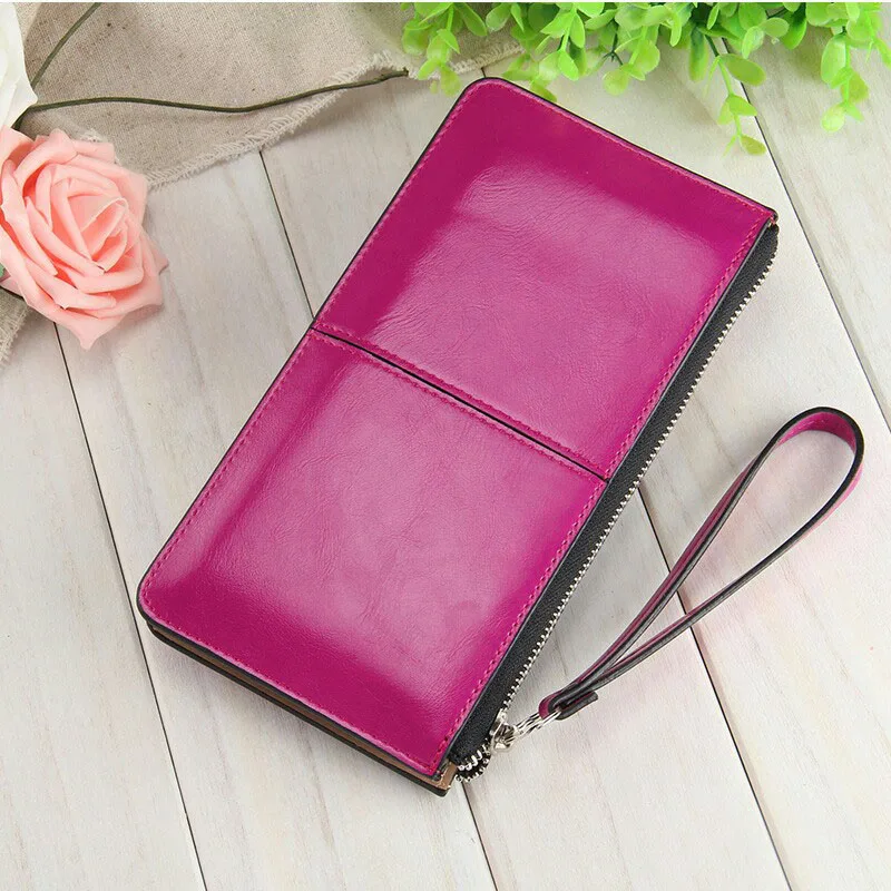 Простой Модный корейский женский клатч с браслетом кожаный однотонный Длинный