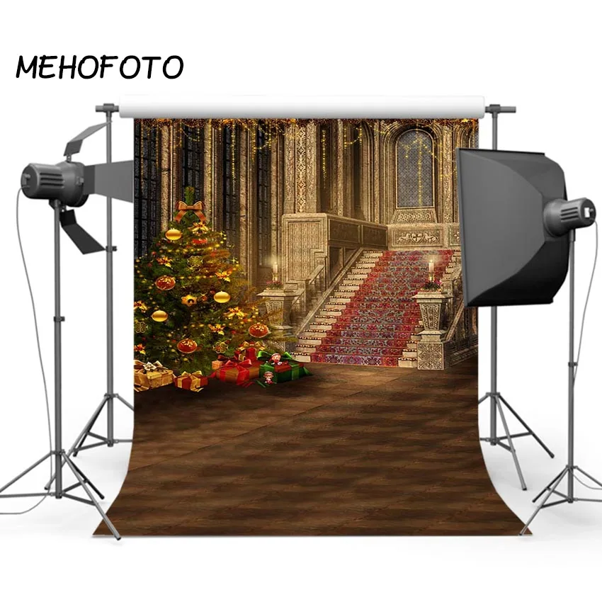 Рождественская фотография Фон елка дворец лестница украшение фото фон для