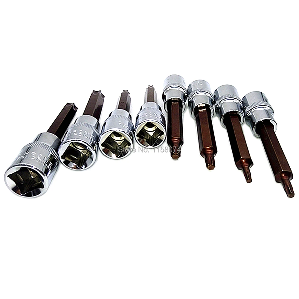 8 шт. Torx Бит Набор торцевых головок 1/2 &quotс квадратным адаптер T20 T25 T30 T40 T45 T50 T55 T60 Chrome