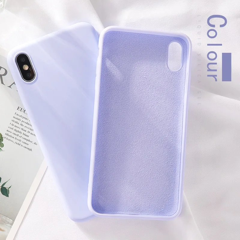 PURPLE Официальный жидкий силиконовый чехол для телефона для iphone 11 Pro MAX XS MAX XR 7 8 6 Plus мягкий гелевый резиновый противоударный чехол из микрофибры - Color: PURPLE