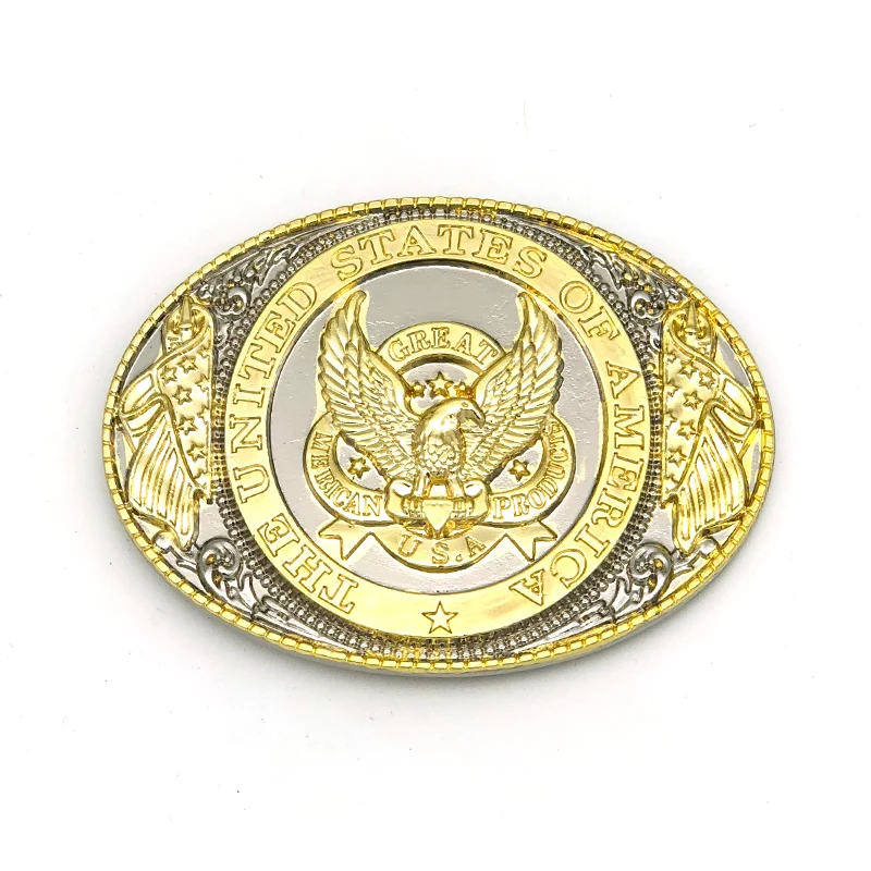 Овальный большой американский Орел Proudct США серебро с золотой Западной пряжкой -