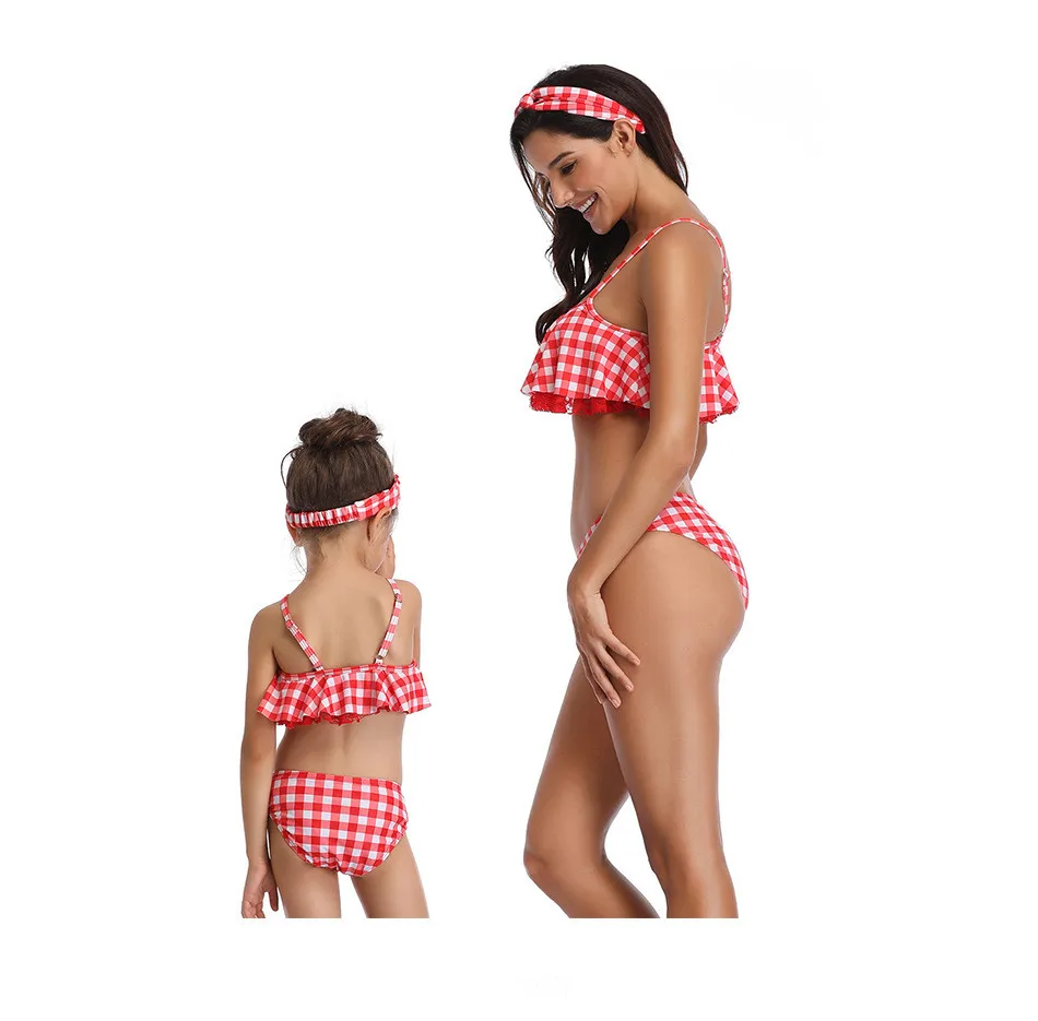 Подходящие купальники для мамы и дочки бикини одинаковые комплекты maillot de bain fille