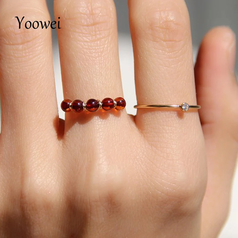 Кольца Yoowei из натурального янтаря оптовая продажа 3 мм подлинный драгоценный