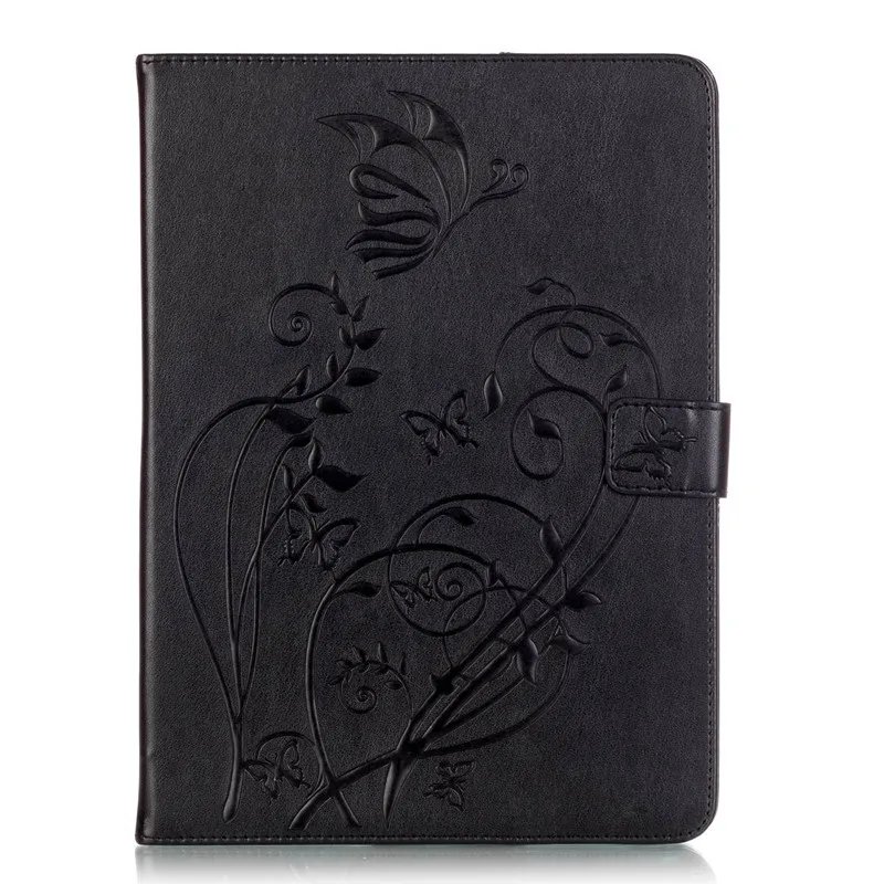 black Для samsung Galaxy Tab S2 9,7 чехол SM-T810 T811 T813 T815 T819 искусственная кожа и силикон мягкий чехол с подставкой и цветочным узором - Цвет: black