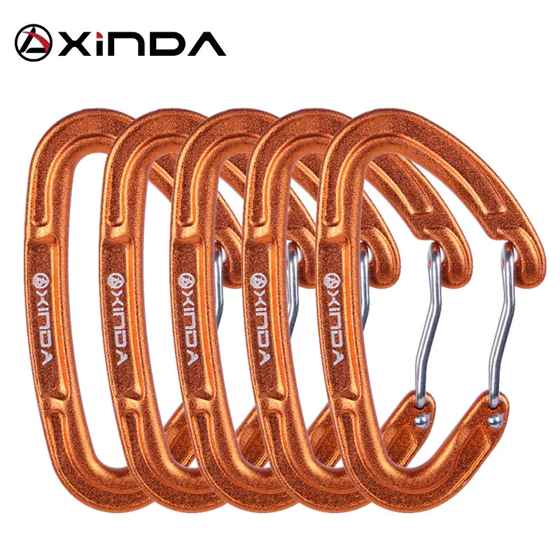 Orange-5PCS XINDA Professional 10KN Quickdraws зажим d-образной формы винтовой замок ворот маленький карабин алюминиевый сплав брелок наружное оборудование - Цвет: Orange-5PCS