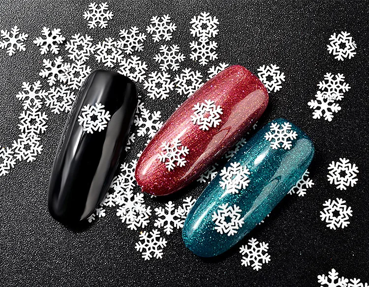 1 Bottle Hollow Out White Nail Glitter Sequins Snow Flakes Mixed Design Decorations for Arts Pillette Accessories 2018 | Красота и