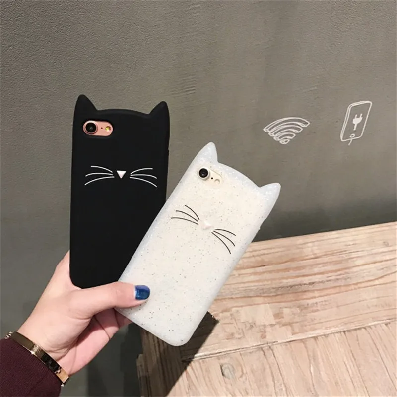 Cat Ears Cartoon Case for iPhone XR Xs MAX X Cover Half Wrapped Girl Style Soft Silicone For 7 8 Plus 6 6s Cases Fashion |