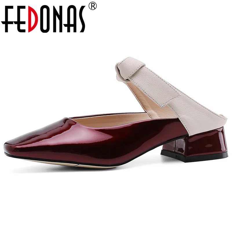 Женские туфли FEDONAS классические римские из натуральной кожи с квадратным носком