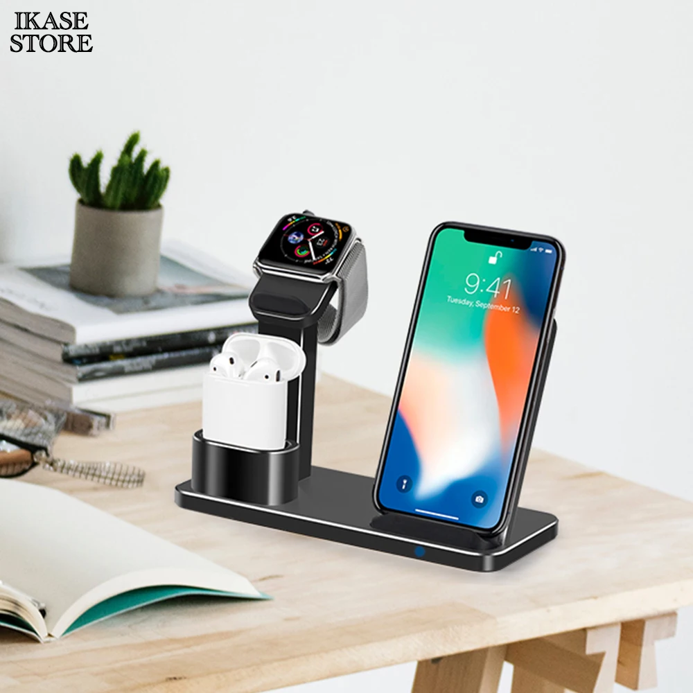 3 in 1 Wireless Charger Stand For iphone Xs X Xr 8 plus Ikase store Qi Mobile Phone Fast Charging | Мобильные телефоны и